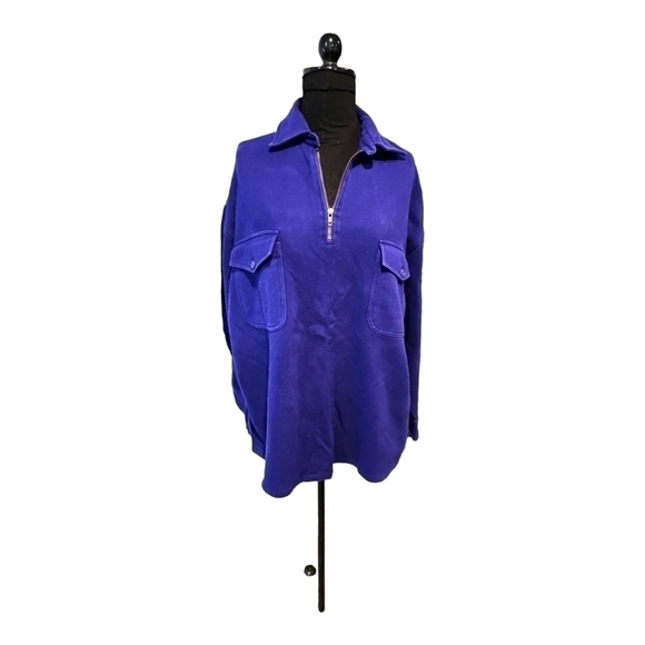 RALPH LAUREN HALF-ZIP Purple Unisex Shirt Top Sz M 1X - Picture 1 of 14